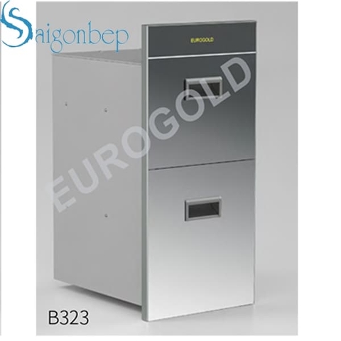 Thùng gạo mặt gương màu bạc 2 tầng Eurogold B323