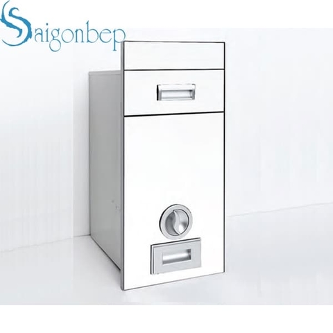 Thùng gạo mặt gương màu trắng sữa nút xoay Eurogold C300