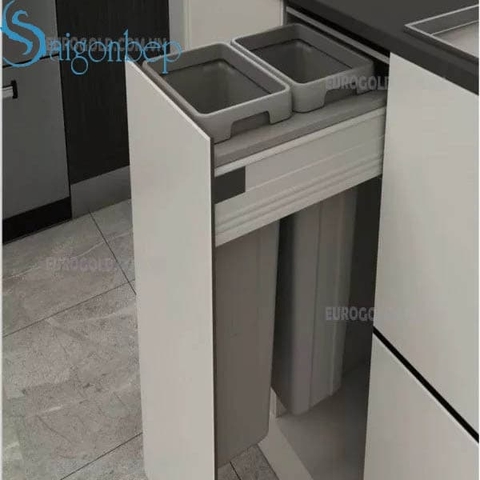 Thùng rác âm tủ ray giảm chấn cao cấp Eurogold BA400