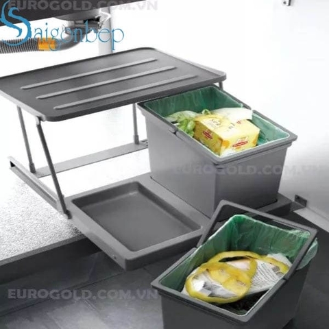 Thùng rác đôi âm tủ bếp cao cấp Eurogold E008