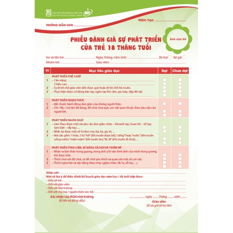 Phiếu đánh giá sự phát triển của trẻ 18 tháng tuổi