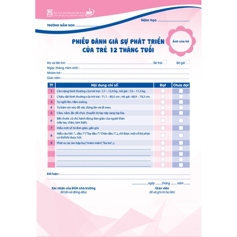 Phiếu đánh giá sự phát triển của trẻ 12 tháng tuổi