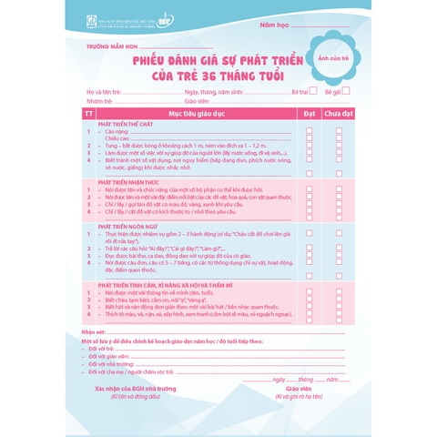 Phiếu đánh giá sự phát triển của trẻ 36 tháng tuổi