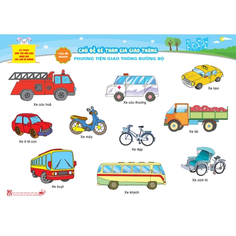 Bộ tranh giúp trẻ mẫu giáo khám phá các chủ đề nhánh - Chủ đề Bé tham gia giao thông