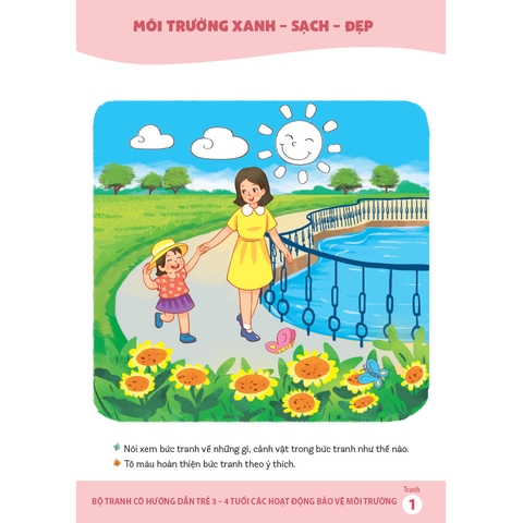 Bộ tranh cô hướng dẫn trẻ 3 - 4 tuổi các hoạt động bảo vệ môi trường