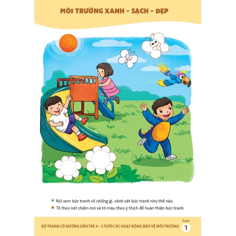 Bộ tranh cô hướng dẫn trẻ 4 - 5 tuổi các hoạt động bảo vệ môi trường
