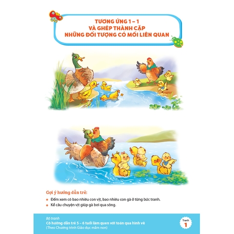Bộ tranh cô hướng dẫn trẻ 5 – 6 tuổi làm quen với toán qua hình vẽ (Theo Chương trình Giáo dục mầm non)