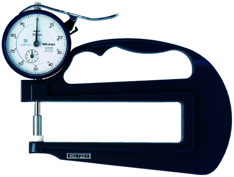 Đồng hồ đo độ dày cơ khí, 0-10mm, 0,01mm, 120mm
