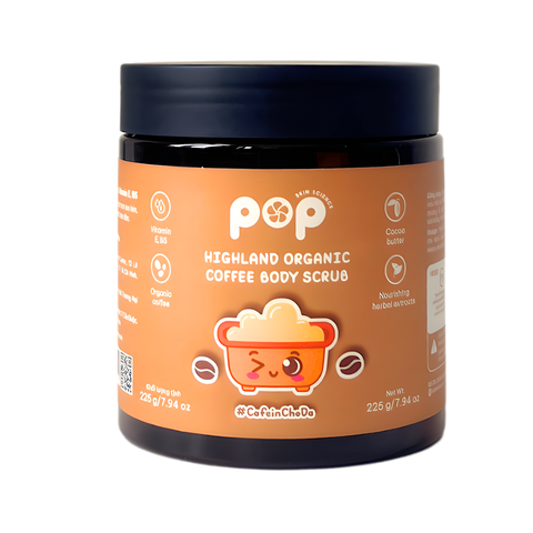 Scrub Cà Phê Hữu Cơ POP – Tẩy Tế Bào Chết Làm Mịn Da Từ Thiên Nhiên – 225g