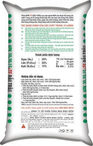 PHÂN BÓN NPK ĐẦU TRÂU 20-20-15+TE