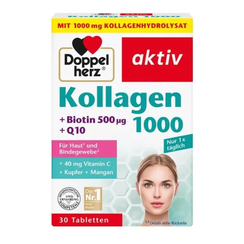 Viên uống Doppelherz Kollagen 1000 Biotin Q10 30 viên của Đức