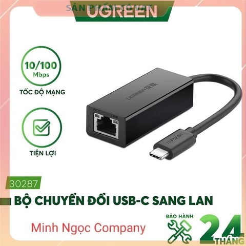 Bộ chuyển đổi USB Type C sang LAN 10/100 Mbps Ethernet UGREEN 30287 - Hang chính hãng