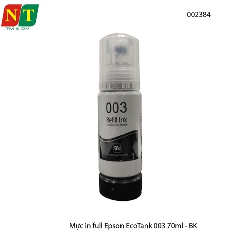 Mực in full EcoTank 003 70ml - Dùng cho máy phun Epson L1110, L3110, L3150, L5190 - BK - full vat