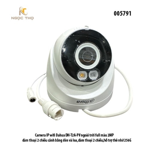 Camera IP Wifi Dome Dahua DH-T2A-PV 2MP – Smart Dual Light – Đàm Thoại 2 Chiều – Human Detection – IP67 – HTrợ Thẻ 256