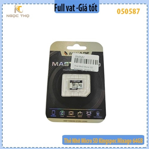 Thẻ Nhớ Micro SDXC Kingspec Mixage 64GB – Chuẩn UHS-I – Tốc Độ 96/55MB/s – Hỗ Trợ Full HD & 4K – Chính Hiệu – Bảo Hành 3