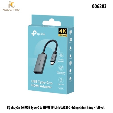 Bộ chuyển đổi USB Type-C sang HDMI TP-Link UA520C – Hỗ trợ 4K@60Hz – Plug & Play – Chính hãng Full VAT