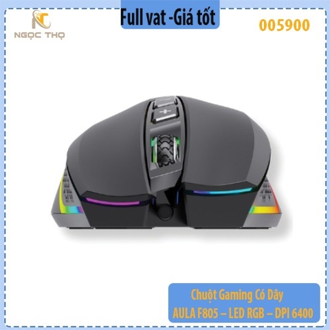 Chuột Gaming Có Dây AULA F805 – LED RGB – DPI 6400 – 7 Nút Macro – Hàng Chính Hãng – Full VAT – BH 24T