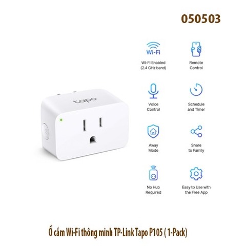 Ổ Cắm Wi-Fi Thông Minh TP-Link Tapo P105 (1-Pack) - Mini – Điều khiển qua app / giọng nói – Away Mode – Chính hãng