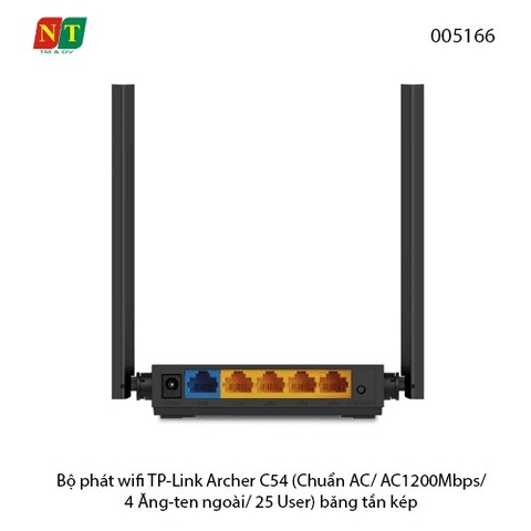 Bộ phát wifi Router Wi-Fi TP-Link Archer C54 – AC1200 Dual Band (300 + 867 Mbps) – 4 ăng-ten, MU-MIMO – Chính hãng