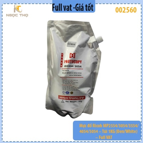 Mực đổ Ricoh MP2554/3054/3554/4054/5054 – Túi 1KG (Đen / White) – Full VAT