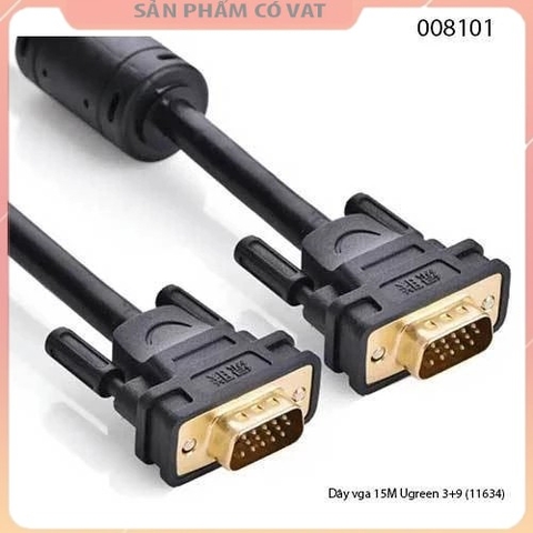 Dây tín hiệu VGA Màn Hình,Máy Chiếu 15M 3+9C Cao Cấp Ugreen 11634 Thuần Đồng(15pin 2 lớp Coax RGB)