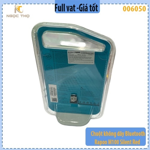 Chuột không dây Bluetooth Rapoo M100 Silent Red – 2.4GHz + Bluetooth 4.0 – Silent Click – Hàng chính hãng – Full VAT
