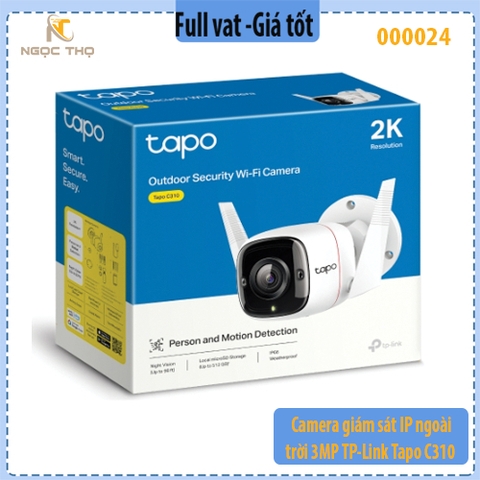Camera IP ngoài trời TP-Link Tapo C310 – 3MP (2304×1296) – Wi-Fi/LAN – IR 30m – Đàm thoại 2 chiều - chính hãng