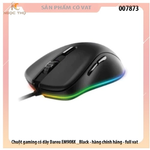 Chuột gaming có dây Dareu EM908X Black – Nhạy, bền, LED RGB cực ngầu, chính hãng, full VAT