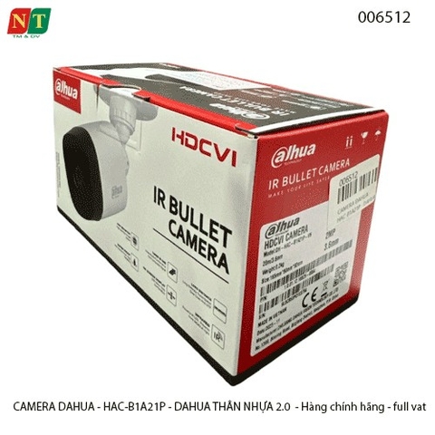 Camera Dahua HAC-B1A21P 2.0MP – Thân nhựa – HDCVI – Full HD 1080P – Chính hãng – Hàng mới 100% – Có VAT
