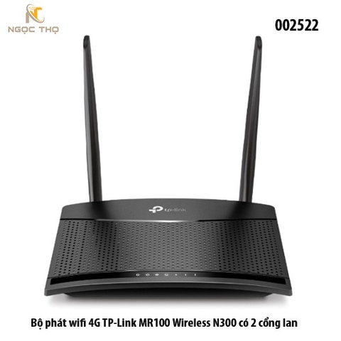 Bộ Phát WiFi 4G LTE TP-Link TL-MR100 – Router WiFi 300Mbps – Khe Cắm SIM 3G/4G – 2 Ăng-ten Ngoài – Hỗ Trợ 32 Thiết Bị