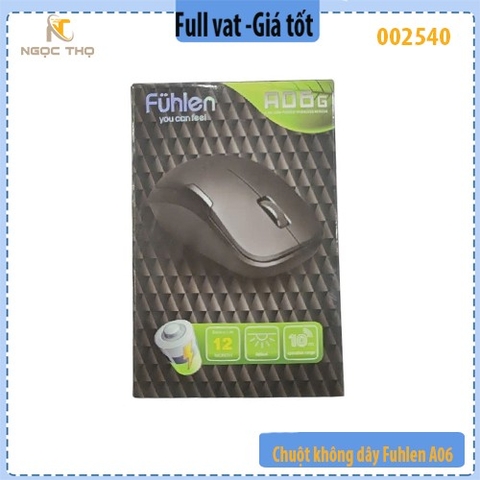 Chuột không dây Fuhlen A06G – Nano 2.4GHz – 1000 DPI – Ergonomic – Màu đen - chính hãng - full vat