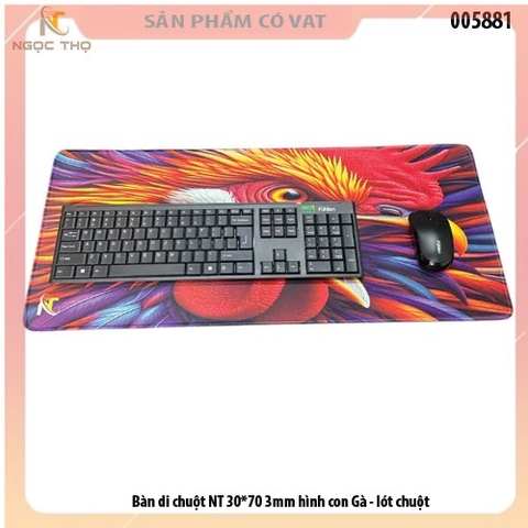Bàn di chuột NT 30*70 3mm hình con Gà - lót chuột