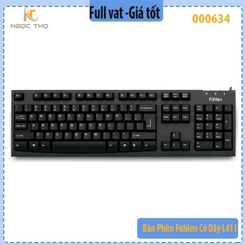 Combo Bộ phím chuột Fuhlen L411 + L102 – USB có dây – chuột 1000 DPI, 3M clicks, bàn phím ergonomic, Chính hãng
