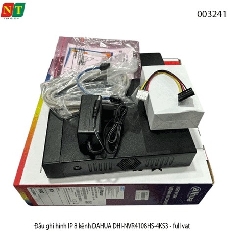 ĐẦU GHI HÌNH IP DAHUA DHI-NVR4108HS-4KS3 – 8 KÊNH – HỖ TRỢ CAMERA ĐẾN 8MP – HÀNG CHÍNH HÃNG – BH 24T