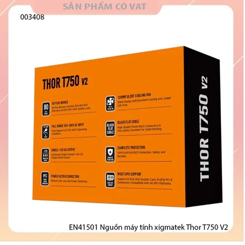 Nguồn máy tính xigmatek Thor T750 V2 750w - XIGMATEK THOR T750 v2 750W (EN41501) - 80PLUS BRONZE, 100% CÁP DẸT ĐEN