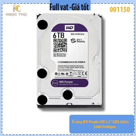 Ổ cứng WD Purple 6TB 3.5 SATA 6Gb/s – 5400/5640rpm – Cache 256MB – Chính hãng | Full VAT