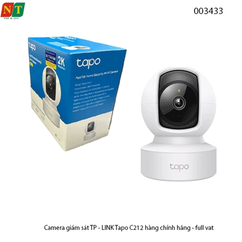 Camera Wi-Fi TP-Link Tapo C212 – 3MP 2K, quay quét 360°, IR 10m, đàm thoại 2 chiều – Chính hãng – Full VAT – BH 24T