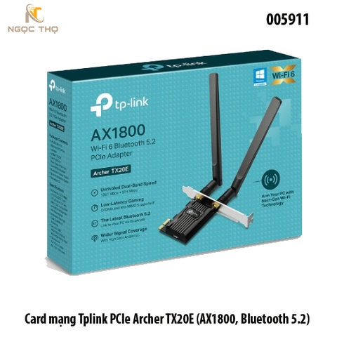 Card mạng PCIe TP-Link Archer TX20E – Wi-Fi 6 AX1800 + Bluetooth 5.2 - 2 ăng-ten High-Gain • Chính hãng • Full VAT