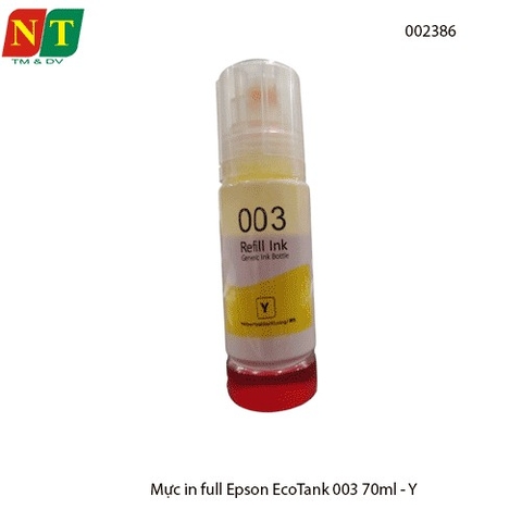 Mực in full EcoTank 003 – 70ml màu vàng Yellow (Y) – Dùng cho máy in Epson L1110 / L3110 / L3150 / L5190 – Full VAT