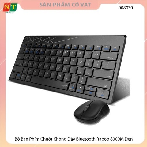 Bộ Bàn Phím Chuột Không Dây Bluetooth Rapoo 8000M Đen - 18726 - Hàng chính hãng