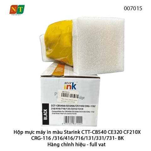 Hộp mực màu Starink BK (Đen) – CTT-CB540 / CE320 / CF210X – CRG-116/316/416/716/131/331/731- chính hiệu – Có lỗ đổ mực