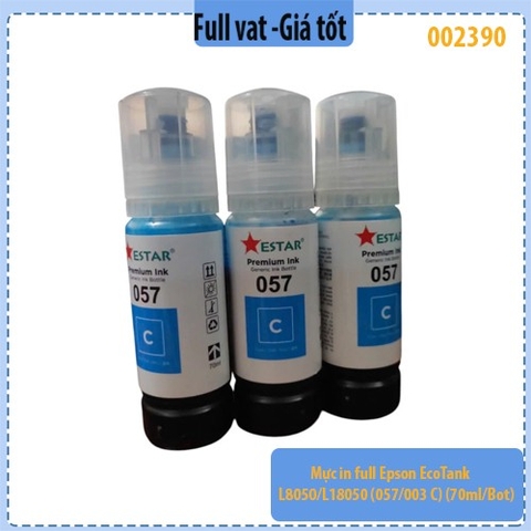 Mực in full Epson EcoTank L8050/L18050 (057/003 C) – Cyan – 70ml/chai – Chính hiệu Estar – Full VAT
