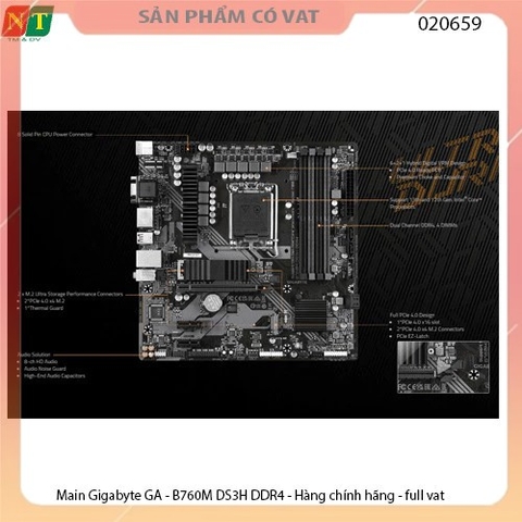 Main Gigabyte GA - B760M DS3H DDR4 - Hàng chính hãng - full vat