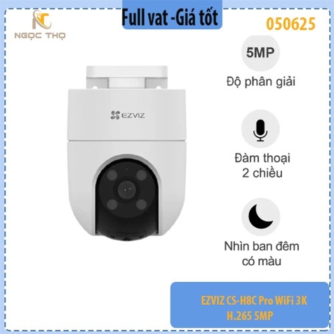 Camera IP WiFi Quay Quét EZVIZ H8C PRO 3K – 5MP – Có Màu Ban Đêm – Cảnh Báo Còi & Đèn – Đàm Thoại 2 Chiều