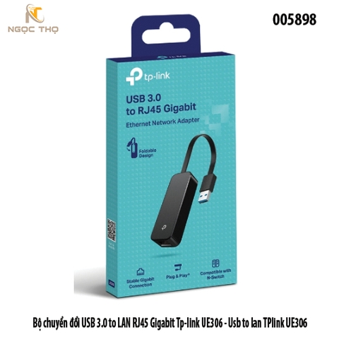 Bộ chuyển đổi USB 3.0 to LAN RJ45 Gigabit TP-Link UE306 – cắm là chạy – chính hãng – full VAT