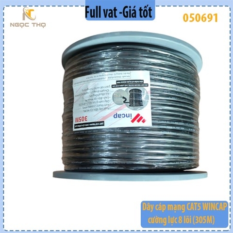 Dây Cáp Mạng WINCAP CAT5 Có Cường Lực - Ruột Đồng 99.9% – Ngoài Trời – Chính Hãng – Full VAT ( giá theo m)