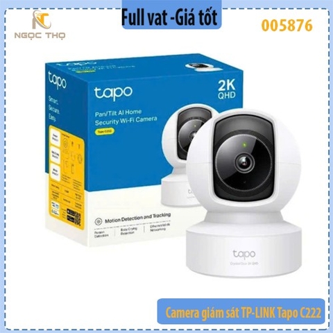 Camera Wi‑Fi TP‑Link Tapo C222 – 2K QHD 4MP – Quay 360° – Hồng ngoại nâng cao – Đàm thoại 2 chiều – MicroSD 512GB