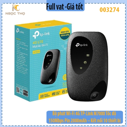 Bộ phát Wi-Fi Di Động 4G LTE TP-Link M7000 – 150Mbps – Pin 2000mAh - Hàng chính hãng – Full VAT