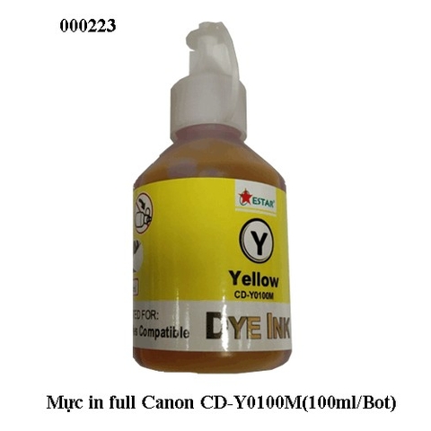 Mực in Estar CD-Y0100Y (100ml/bot) – Mực in phun màu vàng (Yellow – Y) dùng cho máy in Canon PIXMA, HP Officejet