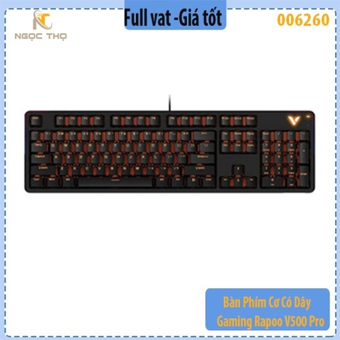 Bàn Phím Cơ Có Dây Gaming Rapoo V500 Pro V2 – Black – Blue Switch – Fullsize 104 Phím – Hàng Chính Hãng - full vat